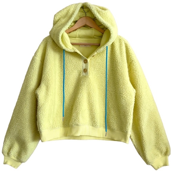 ANTHROPOLOGIE Porridge Vibrant Cozy Boxy Casual Sherpa Fleece Hoodie Size M - Picture 3 of 13